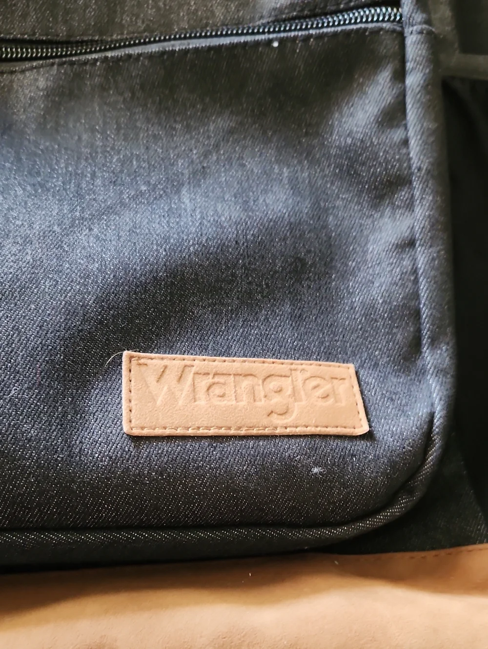 Wrangler Black Denim Backpack - Excellent Condition, Padded Laptop Compartment